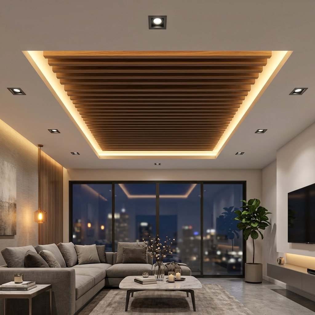 Decorative False Ceiling with warm strip lighting